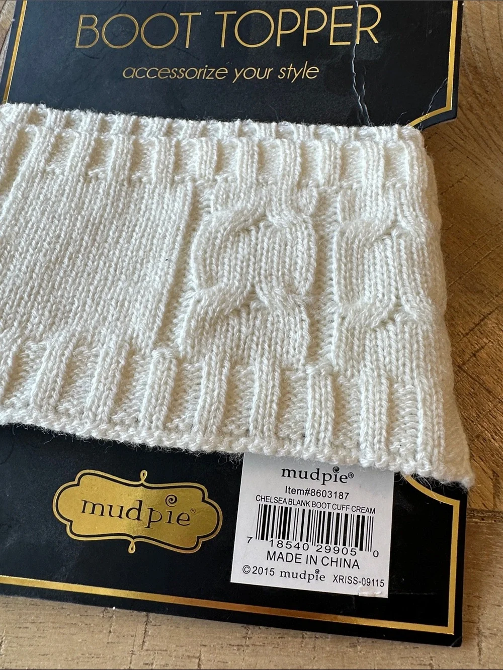 Mud Pie Cream Cable Knit Boot Cuffs Boot Toppers Leg Warmers NWT